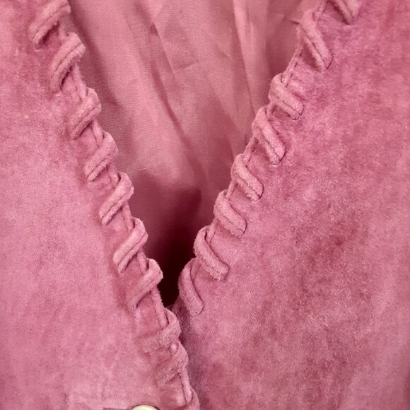 Apart Womans Jacket MED 100% Pig Suede Mauve Button Closure Long Sleeve Lined - Picture 7 of 10